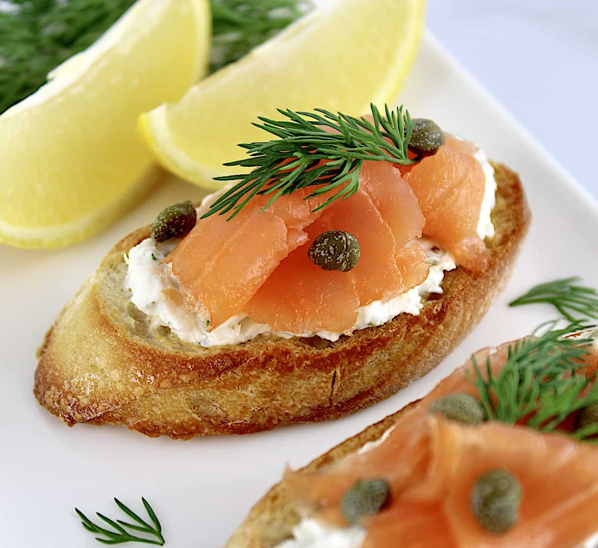 Salmon Cream Cheese with Pickled Onions Crostini