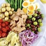 Niçoise Salad on white oval platter