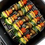 Veggie Kebabs in air fryer basket