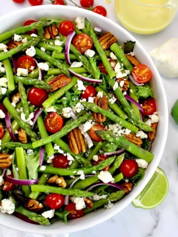 Asparagus Salad in white bowl